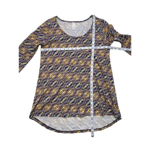 LuLaRoe Lynnae Long Sleeve Blue Yellow‎ Diamond Pattern Small NEW - Picture 3 of 5